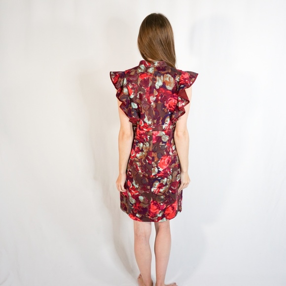BLACK HALO Multicolor Floral Print Ruffle Dress - Picture 6 of 7
